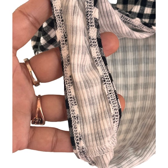 FOREVER 21 ONE PIECE Ribbed GINGHAM BODY SUIT WITH RUFFLE TRIM Medium - Picture 8 of 12